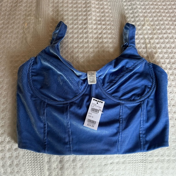 Tilly's Tops - Tilly's Blue Ribbed Crop Top